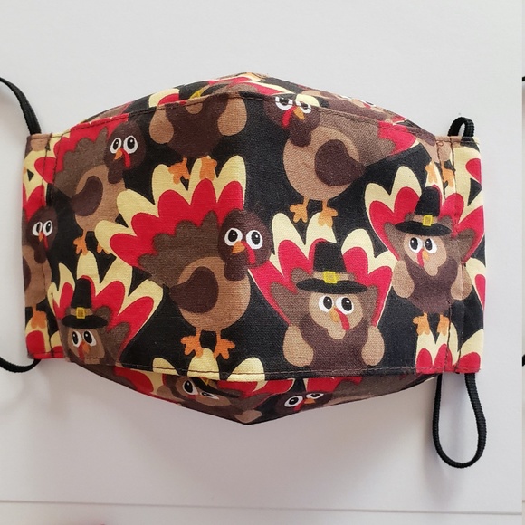 NEW! Thanksgiving Turkey Face Masks Halloween Pumpkins Fall Autumn Face Mask - Picture 2 of 16